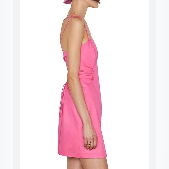 FRAME Tie Back Mini Dress in Hot Pink - Picture 5 of 10